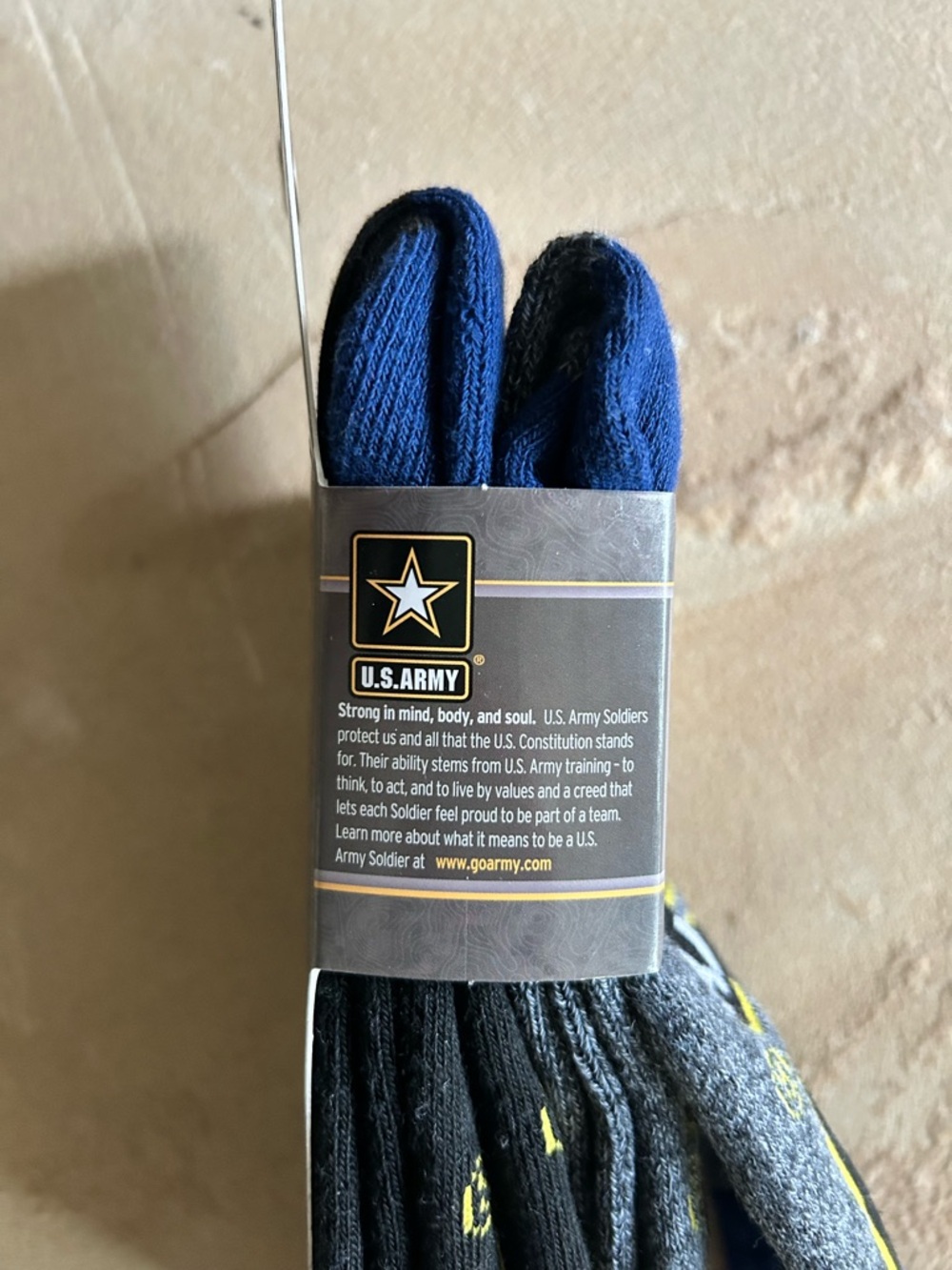 US Army Mens Thermal Crew Socks 2 Pack Gray Blue Star Logo Size 10-13 SX30026 - Picture 4 of 4